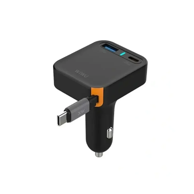 WIWU WiCC033 Helix 65W Fast Car Charger with Retractable Type-C Cable
