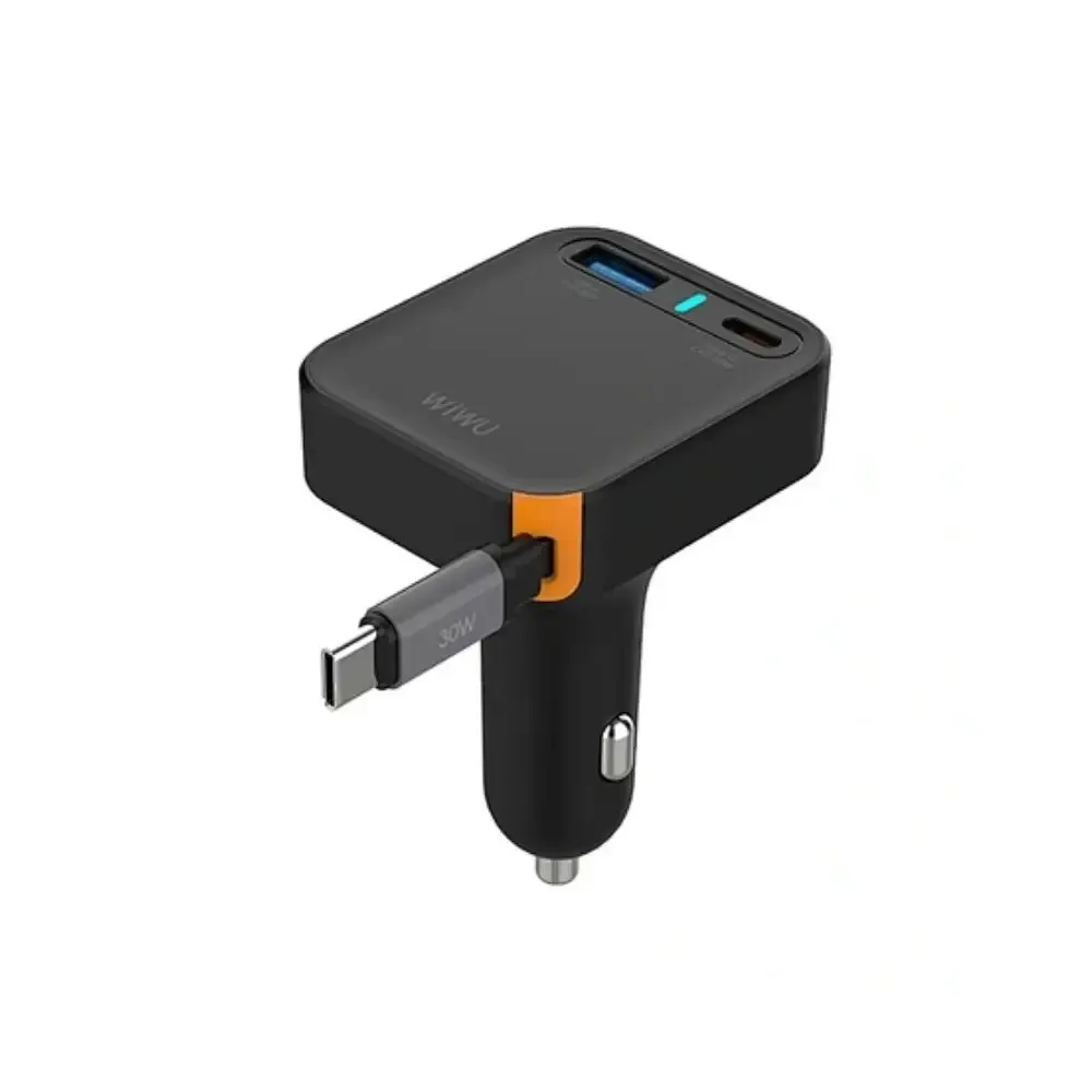 WIWU WiCC033 Helix 65W Fast Car Charger with Retractable Type-C Cable WIWU WiCC033 Helix 65W Fast Car Charger with Retractable Type-C Cable